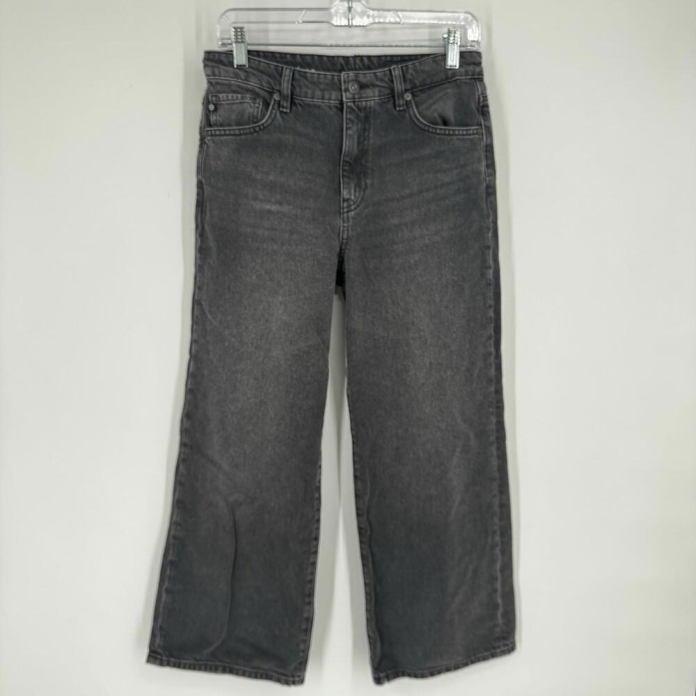 Ag Adriano Goldschmied jeans womens 26 black gray saige wide leg crop denim